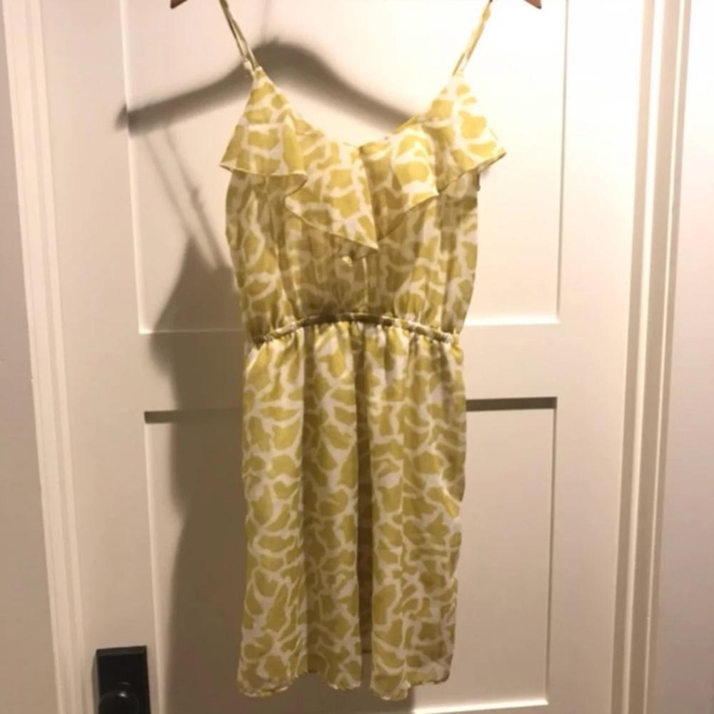 Boutique mustard yellow pattern spring dress S